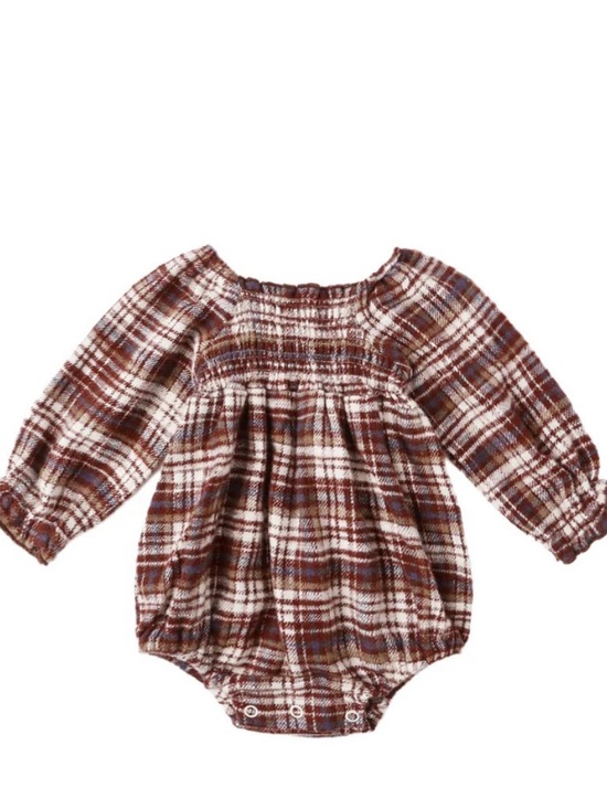 Rylee + Cru Other - Rylee + Cru Adelaide Romper Burgundy Plaid 6-12M Baby Girl